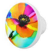 Floral California Poppies Wildbloemen Sinaasappel  Keramische Knop (Rechts)