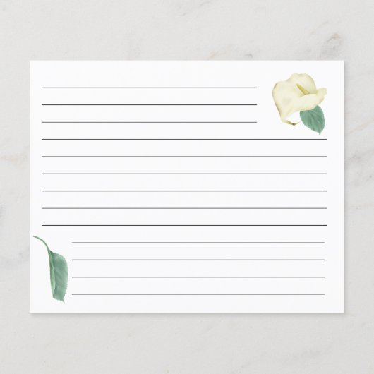 Floral Calla Lilies Greenery Recipe Kaart (Achterkant)