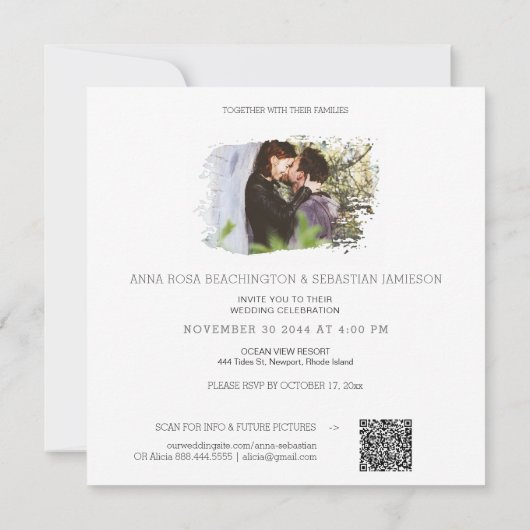 ~* Floral Calla Lily AR12 QR FOTO RSVP Huwelijk Kaart (Achterkant)