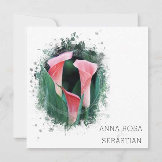 ~* Floral Calla Lily AR12 QR FOTO RSVP Huwelijk Kaart (Voorkant)
