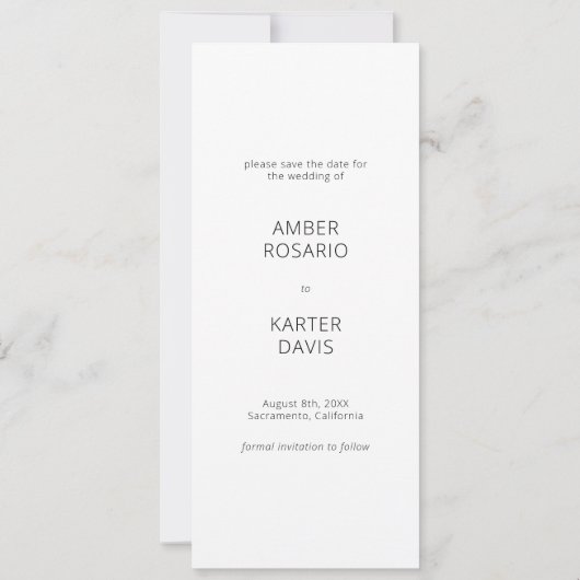 Floral Calligrafie zwart-wit Opslaan datum Kaart (Achterkant)