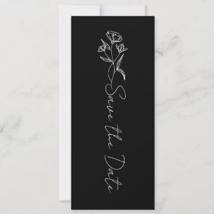 Floral Calligrafie zwart-wit Opslaan datum Kaart