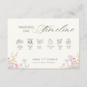 Floral Calligraphy  Wedding Day Timeline Informatiekaartje (Voorkant)