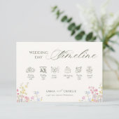 Floral Calligraphy Wedding Day Timeline Informatiekaartje (Staand voorkant)
