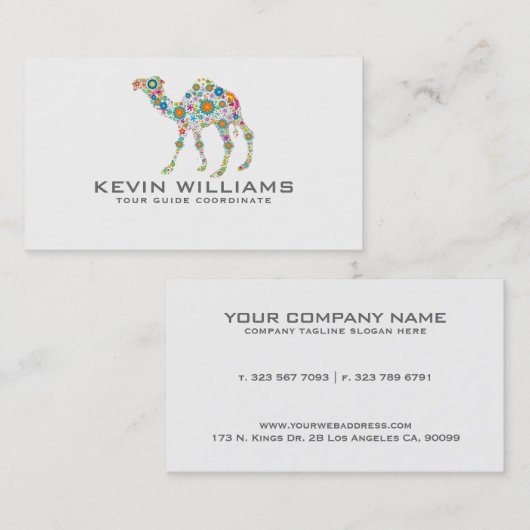 Floral Camel Illustratie Tour Gids Visitekaartje (Voorkant / Achterkant)