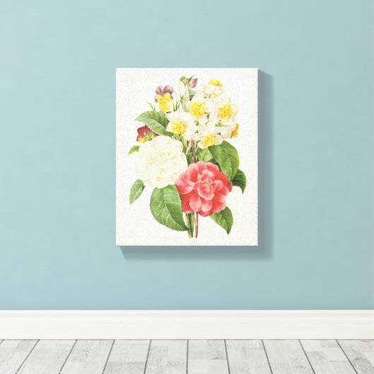 Floral Camelia Daffodil Flowers door Redoute Canvas Afdruk (Insitu (Houten vloer))
