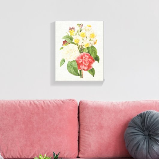Floral Camelia Daffodil Flowers door Redoute Canvas Afdruk (Insitu (Woonkamer))