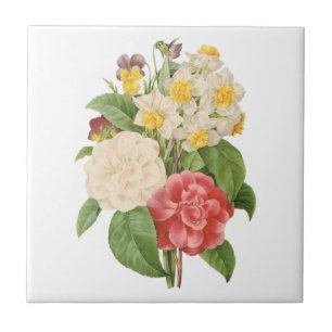 Floral Camelia Daffodil Flowers door Redoute Tegeltje