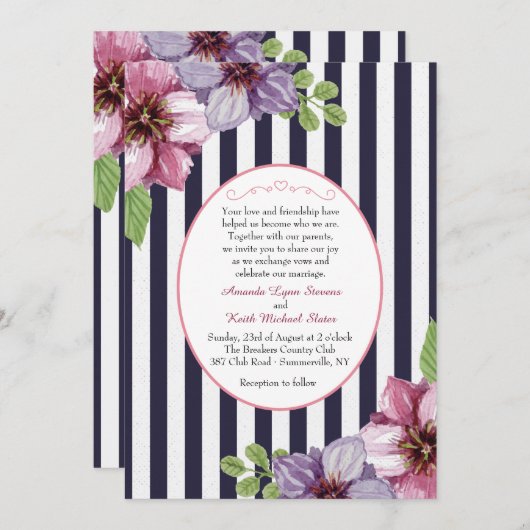 Floral Cameo Uitnodiging (Voorkant / Achterkant)