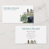 Floral Camera Waterverf Trouwfotograaf Visitekaartje (Voorkant / Achterkant)