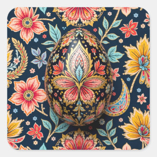 Floral Camouflage Easter Egg Vierkante Sticker