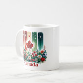 Floral Canada Day | Cute Canadian Flag Koffiemok (Voorkant links)