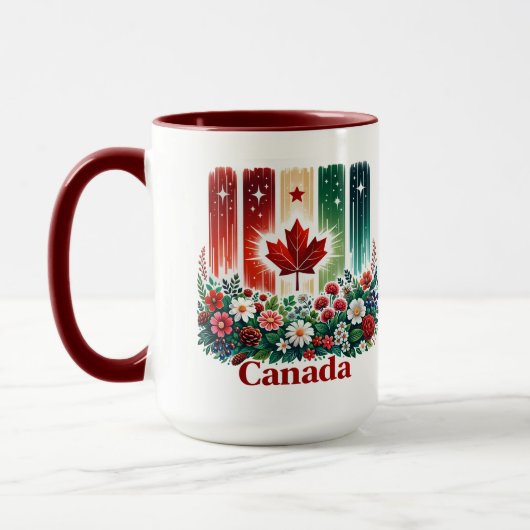Floral Canada Day | Cute Canadian  Mok (Links)