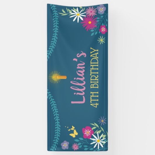 Floral Candle Birthday Banner (Verticaal)