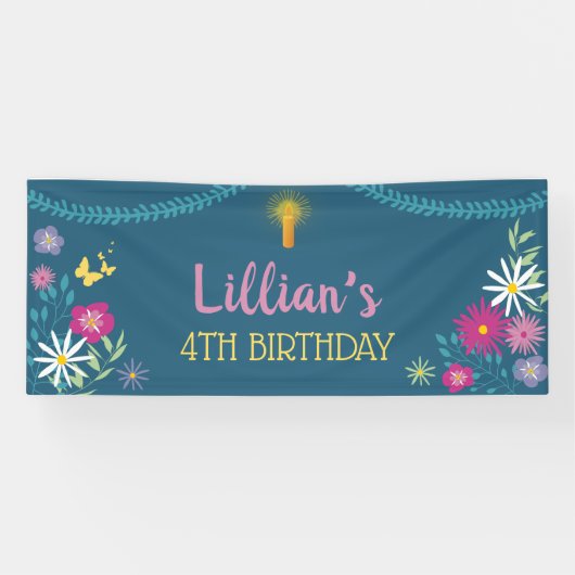 Floral Candle Birthday Banner (Horizontaal)