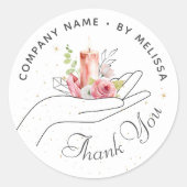 Floral Candle dank u Ronde Sticker (Voorkant)