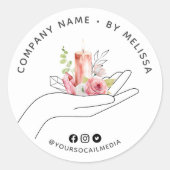 Floral Candle Ronde Sticker (Voorkant)