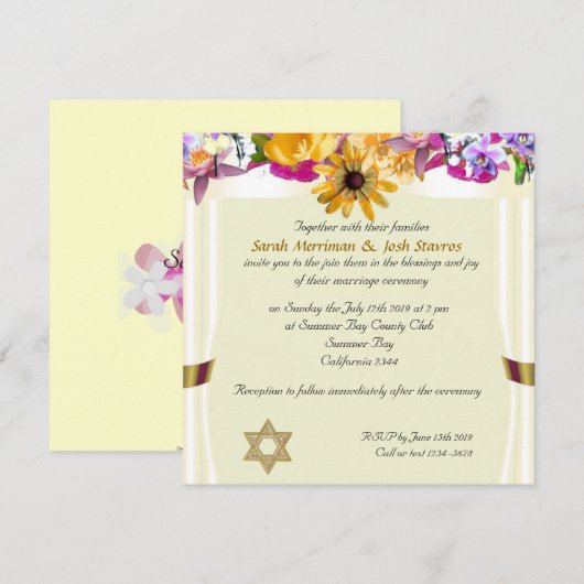 Floral canopy Jewish bruiloft Kaart (Voorkant / Achterkant)