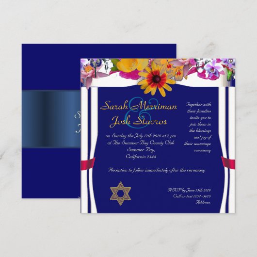 Floral canopy Jewish bruiloft Kaart (Voorkant / Achterkant)