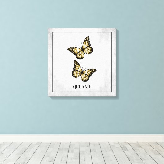 Floral Canvas Gold Butterfly (Insitu (Houten vloer))