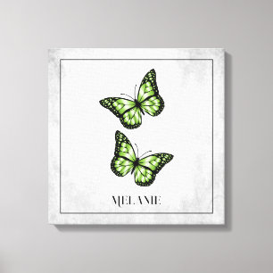 Floral Canvas groene vlinder