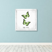 Floral Canvas groene vlinder Afdruk (Insitu (Houten vloer))