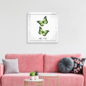 Floral Canvas groene vlinder Afdruk (Insitu (Woonkamer))