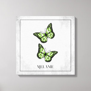 Floral Canvas groene vlinder Afdruk