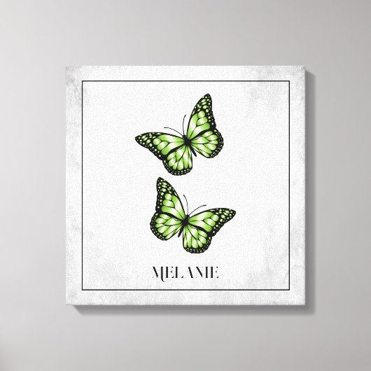 Floral Canvas groene vlinder Afdruk (Voorkant)