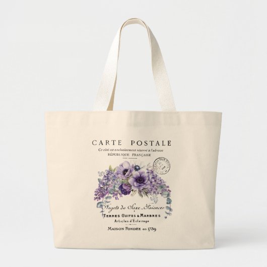 Floral Canvas tas, Franse Canvas tas, Maison Fonde Grote Tote Bag (Voorkant)