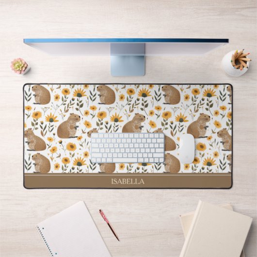 Floral Capybara Desk Mat (Kantoor 1)