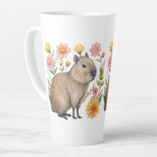 Floral Capybara Latte Mok