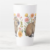Floral Capybara Latte Mok (Voorkant)