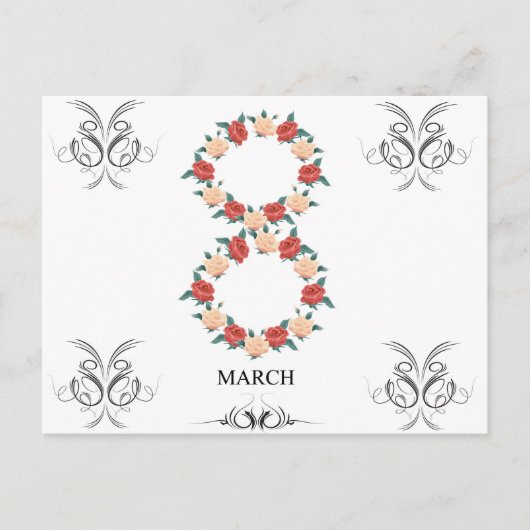 Floral card of rozen voor Internationale Vrouwenda Briefkaart (Voorkant)