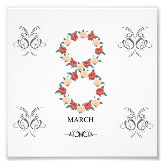 Floral card of rozen voor Internationale Vrouwenda Foto Afdruk (Voorkant)