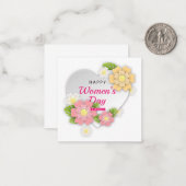 Floral card voor de dag van de vrouw notitiekaartje (Voorkant / Achterkant in situ)