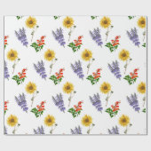 Floral Cardinal Flower Lavender Sunflower Pattern Cadeaupapier (Vlak)