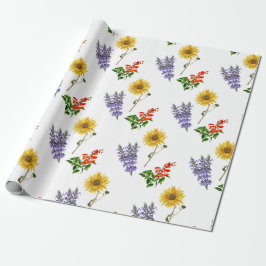 Floral Cardinal Flower Lavender Sunflower Pattern Cadeaupapier