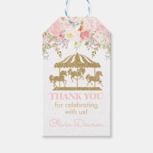 Floral Carousel Blush Pink and Gold Baby shower