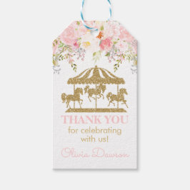 Floral Carousel Blush Pink and Gold Baby shower Cadeaulabel