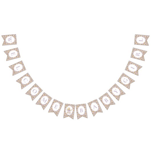 Floral Carriage Baby Shower Lavender Welcome Vlaggetjes (Alle)