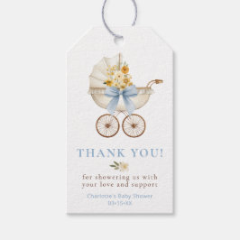 Floral Carriage Baby Shower Thank You | Blue Cadeaulabel