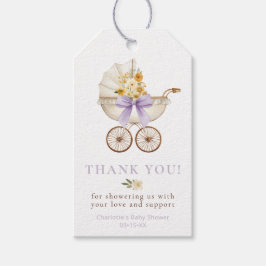 Floral Carriage Lavender Thank You | Baby Shower Cadeaulabel