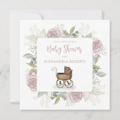 Floral  Carriage Pink Floral Gift Registry Kaart (Voorkant)