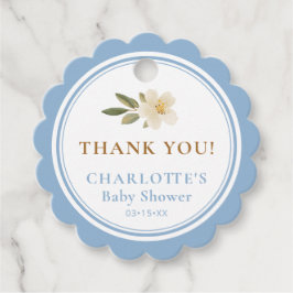 Floral Carriage Thank You Tag | Blue Baby Shower Bedankjes Labels