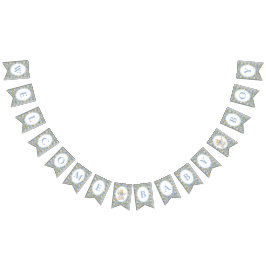 Floral Carriage Welcome Baby Boy Bunting Banner