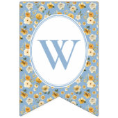 Floral Carriage Welcome Baby Boy Bunting Banner (Eerste vlag)