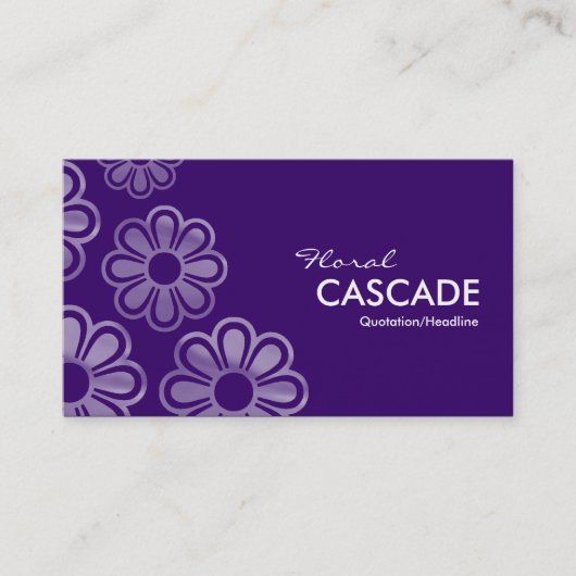 Floral Cascade - Donker Violet Visitekaartje (Voorkant)