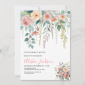Floral Cascade Retirement Party Invitation  Kaart (Voorkant)