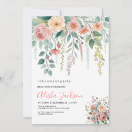 Floral Cascade Retirement Party Invitation  Kaart